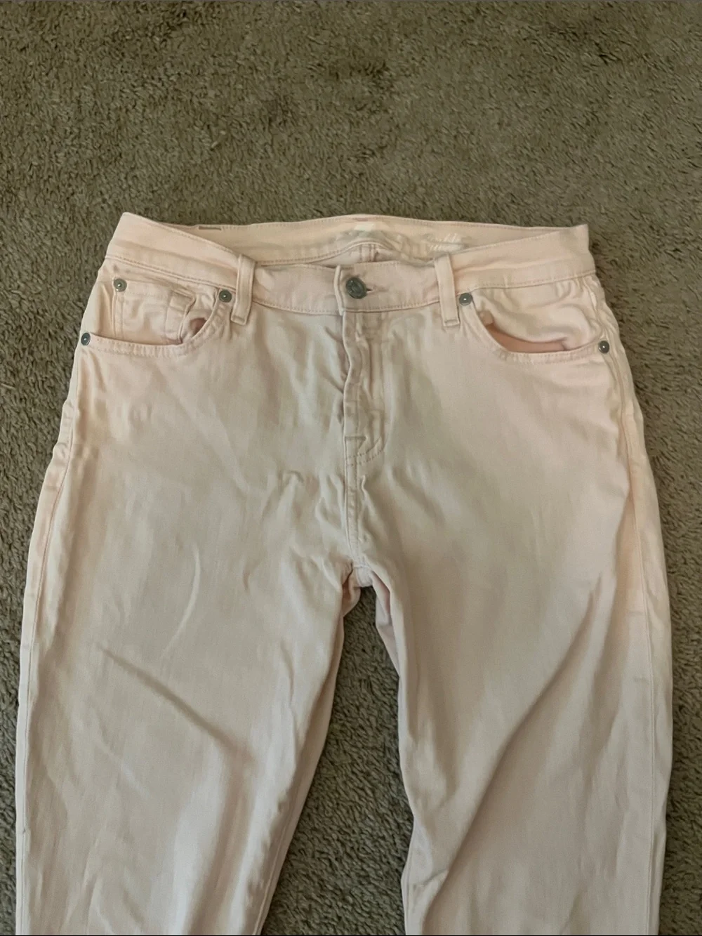 7 For All Mankind Light Pink Skinny Jeans with Raw Hem 29” capsule summer